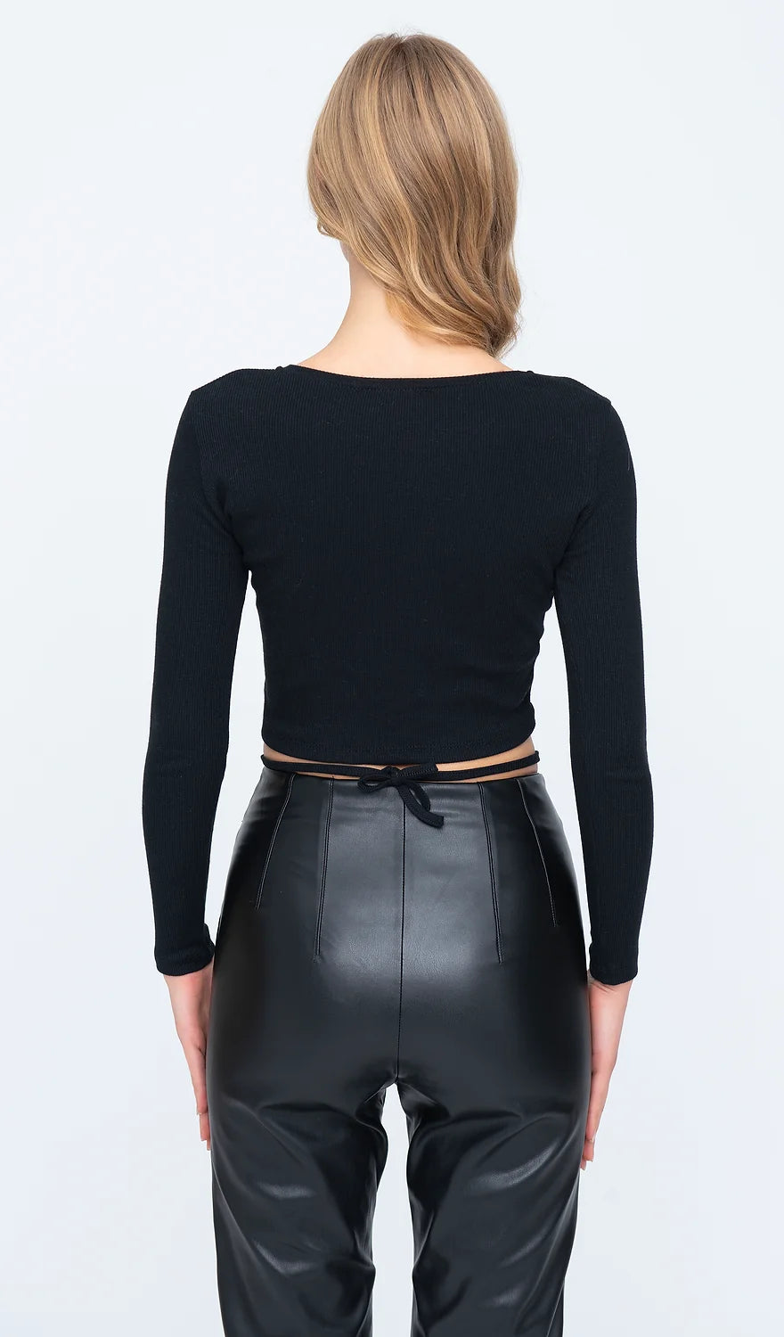 Top mit Schnürdetail Schwarz