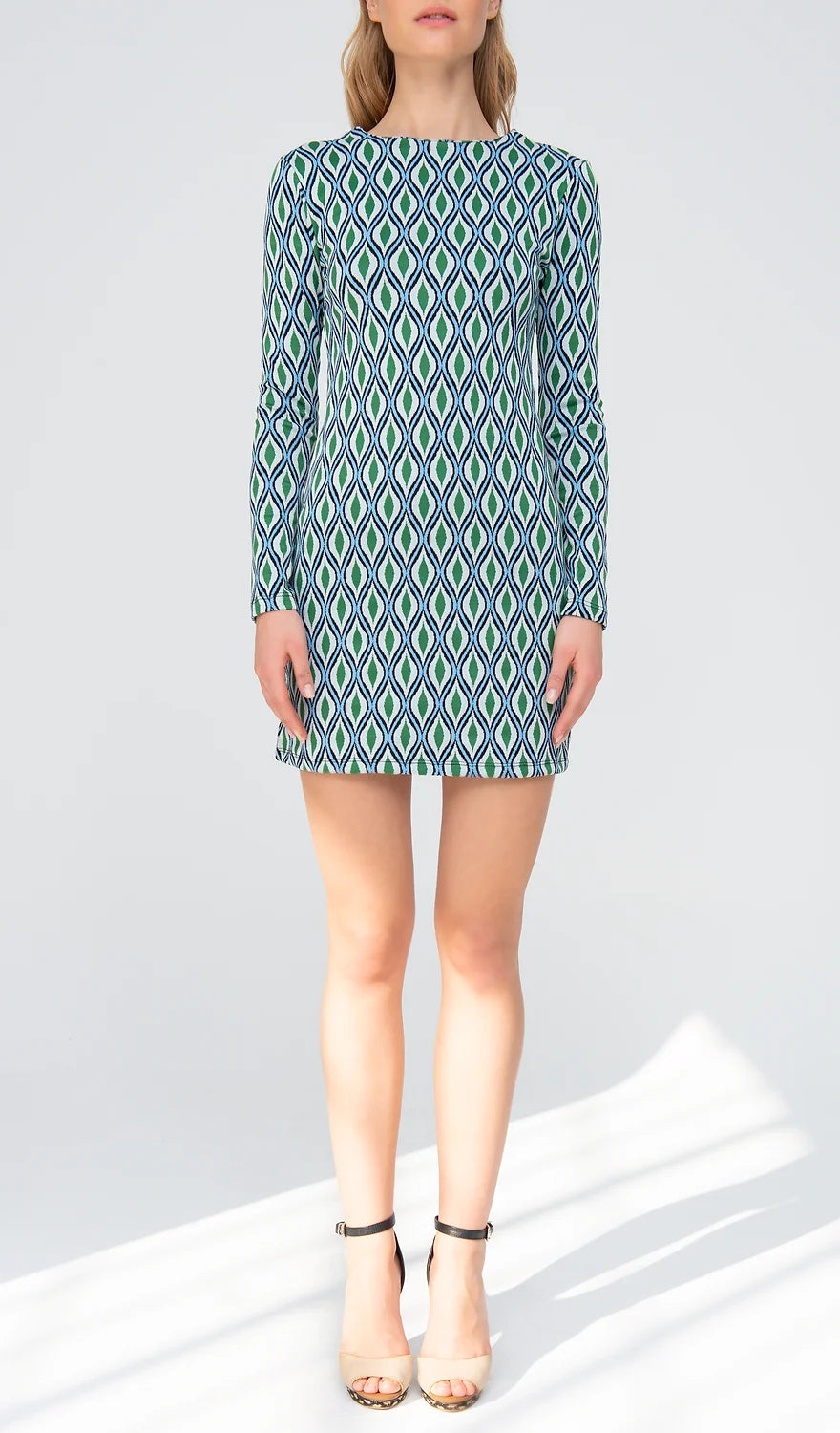 Kleid Grün Gemustert