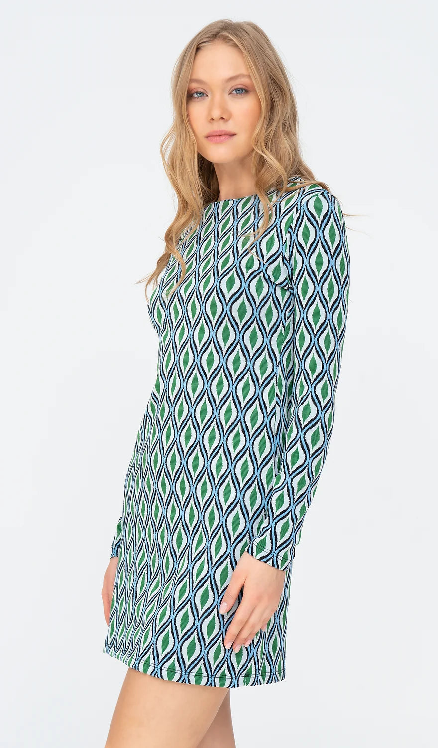 Kleid Grün Gemustert