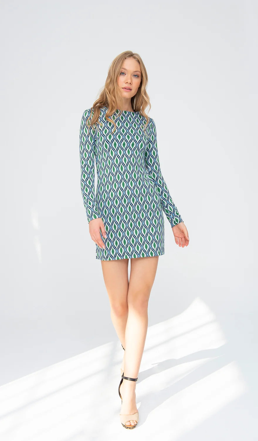 Kleid Grün Gemustert