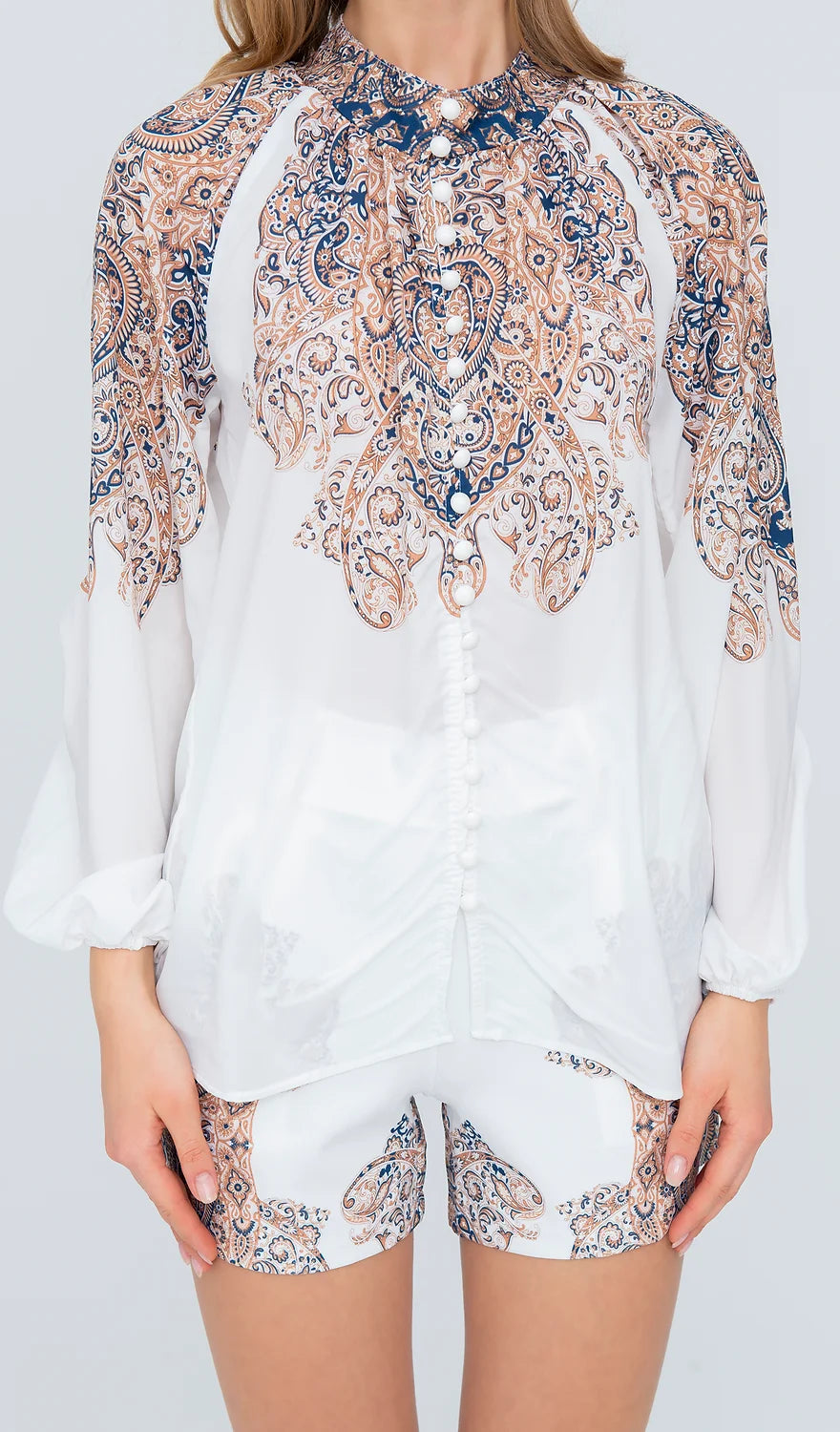 2 Teiler Bluse & Short Weiss