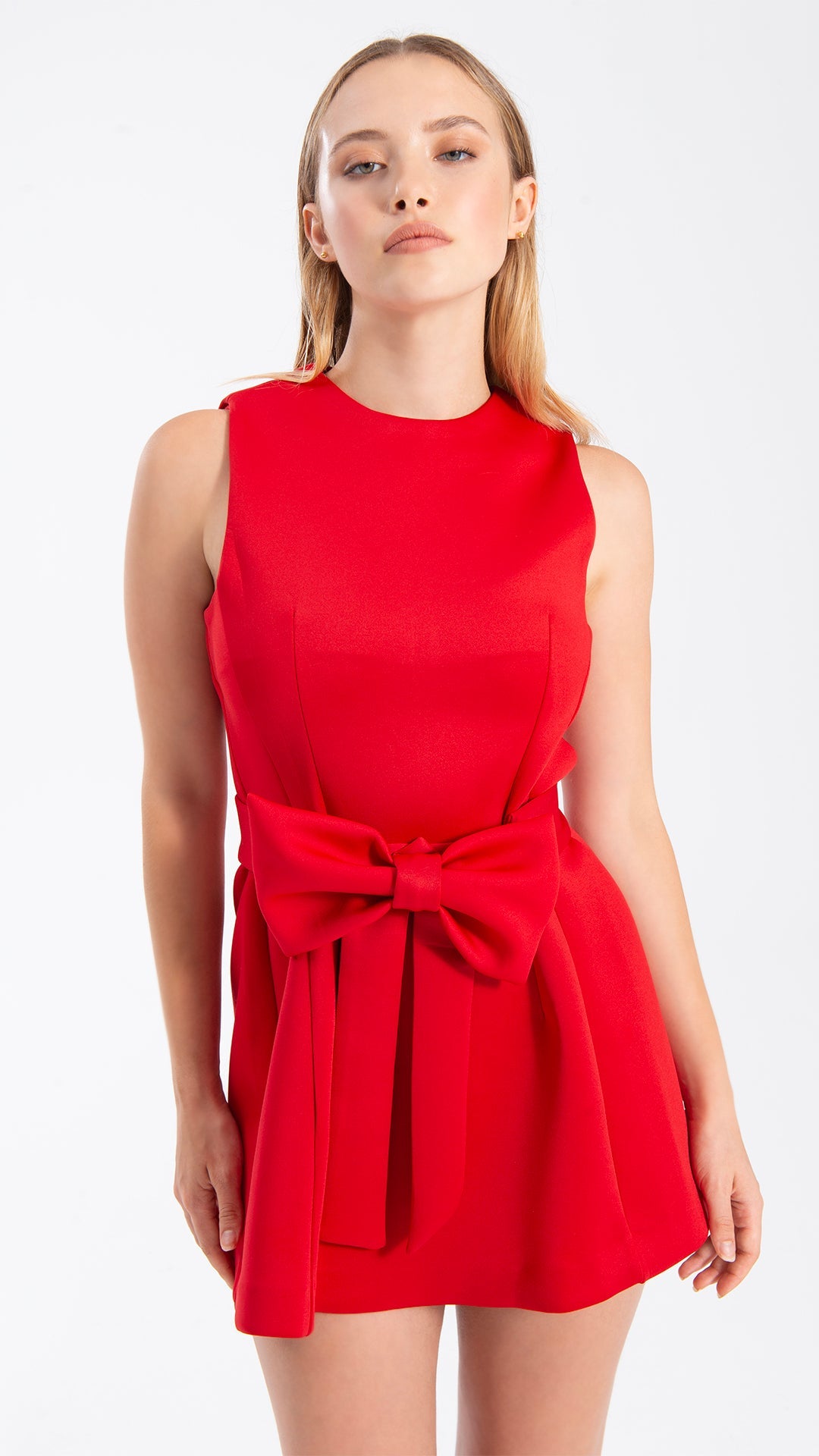 Kleid mit Schleifengürtel Rot